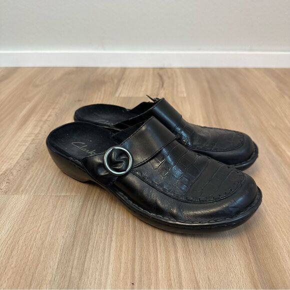 Clarks Black leather Slip On Mules - Picture 1 of 7